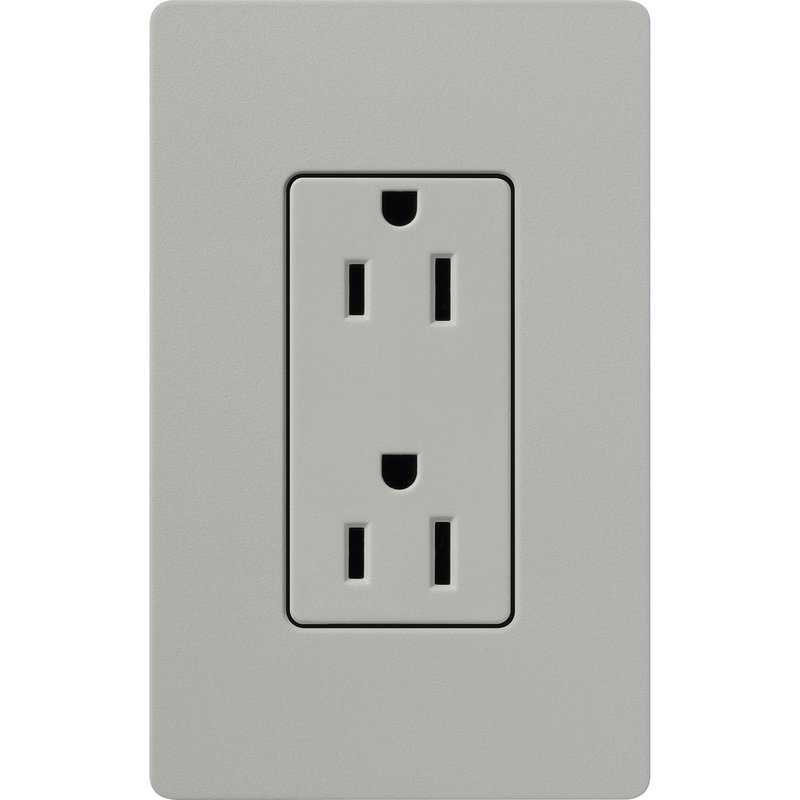 Thumbnail 2 for Lutron SCR-15-PB Claro 15A Duplex Receptacle, Decorator-Style Outlet, Satin Finish, Pebble