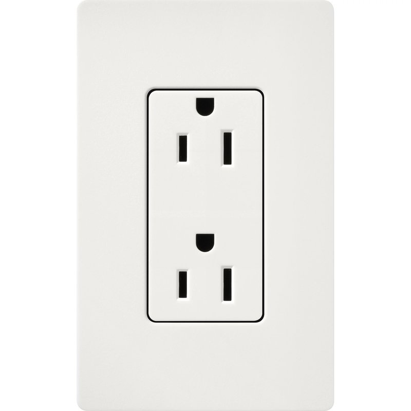 Thumbnail 2 for Lutron SCR-15-RW Claro 15A Duplex Receptacle, Decorator-Style Outlet, Satin Finish, Architectural White