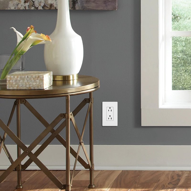 Thumbnail 5 for Lutron SCR-15-RW Claro 15A Duplex Receptacle, Decorator-Style Outlet, Satin Finish, Architectural White