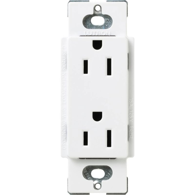 Lutron SCR-15-SW Claro 15A Duplex Receptacle, Decorator-Style Outlet, Satin Finish, Snow White
