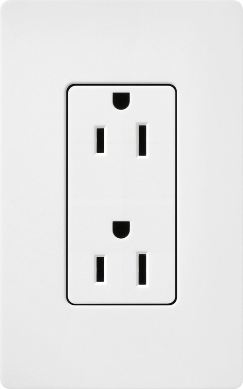 Thumbnail 2 for Lutron SCR-15-SW Claro 15A Duplex Receptacle, Decorator-Style Outlet, Satin Finish, Snow White