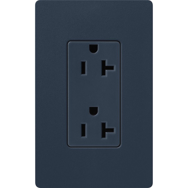 Thumbnail 2 for Lutron SCR-20-DE Claro 20A Duplex Receptacle, Decorator-Style Outlet, Satin Finish, Deep Sea