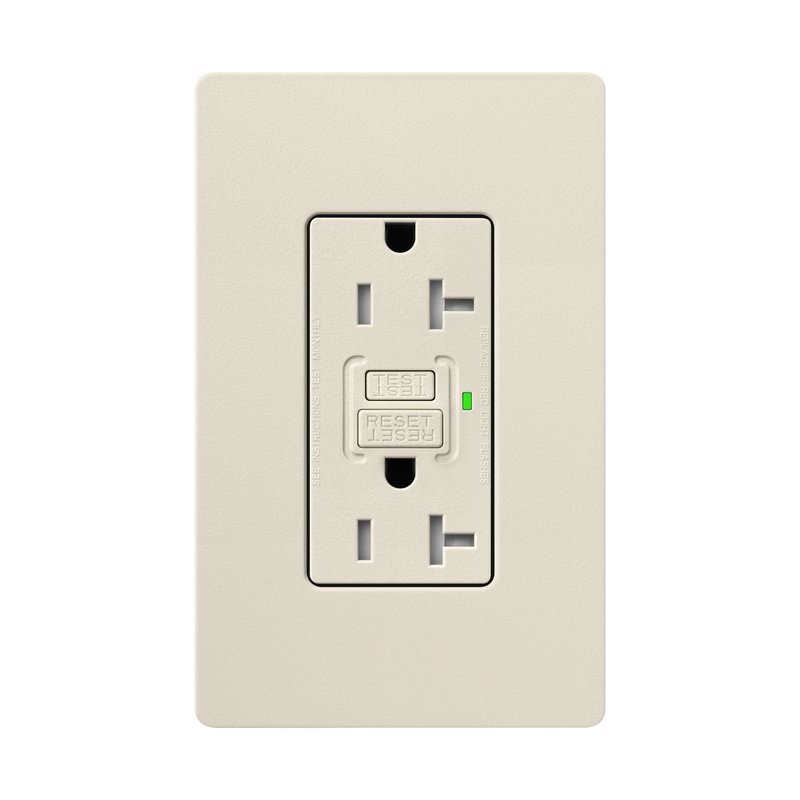 Thumbnail 2 for Lutron SCR-20-GFST-PM Claro 20A Tamper Resistant GFCI Duplex Receptacle, Decorator-Style Outlet, Self-Testing, Satin Finish, Pumice
