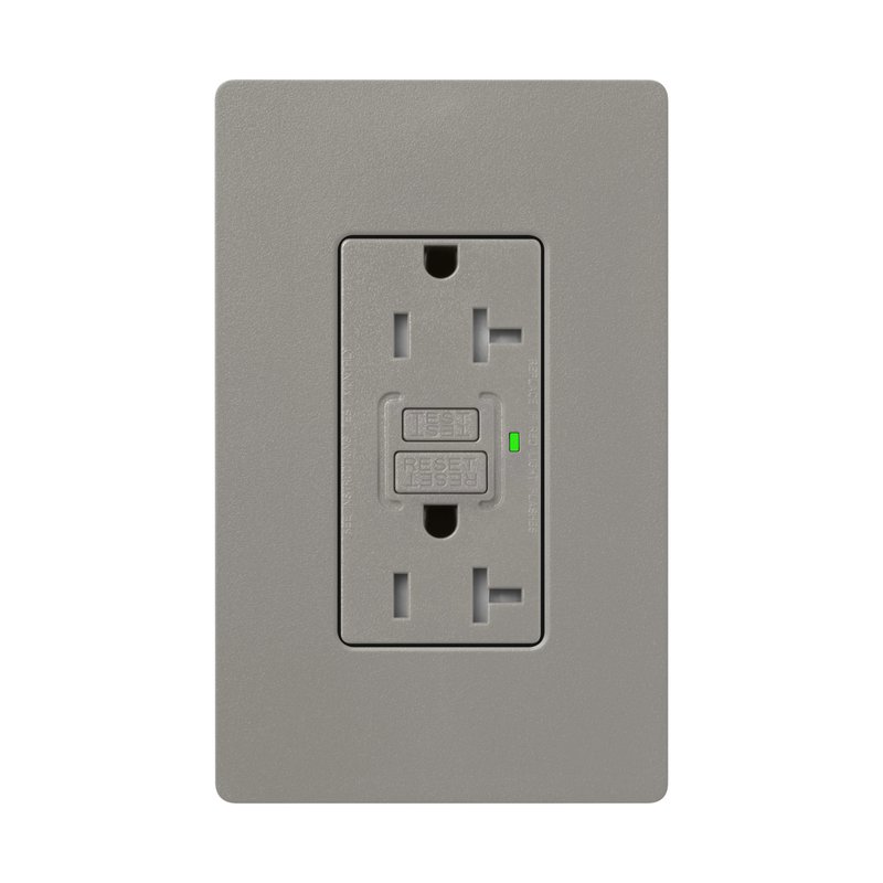 Thumbnail 2 for Lutron SCR-20-GFST-CS Claro 20A Tamper Resistant GFCI Duplex Receptacle, Decorator-Style Outlet, Self-Testing, Satin Finish, Cobblestone