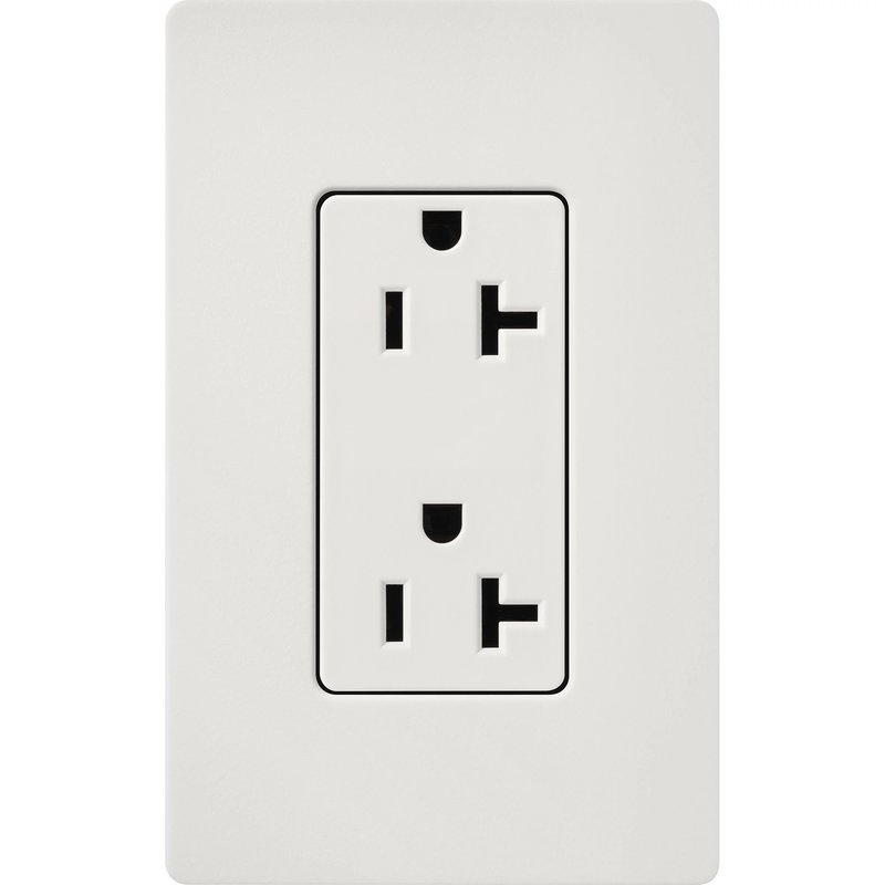 Thumbnail 2 for Lutron SCR-20-LG Claro 20A Duplex Receptacle, Decorator-Style Outlet, Satin Finish, Lunar Gray