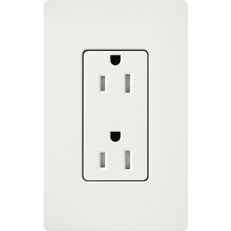 Thumbnail 2 for Lutron SCRS-15-TR-RW Claro 15A Tamper-Resistant Duplex Receptacle, Decorator-Style Outlet, Satin Finish, Architectural White
