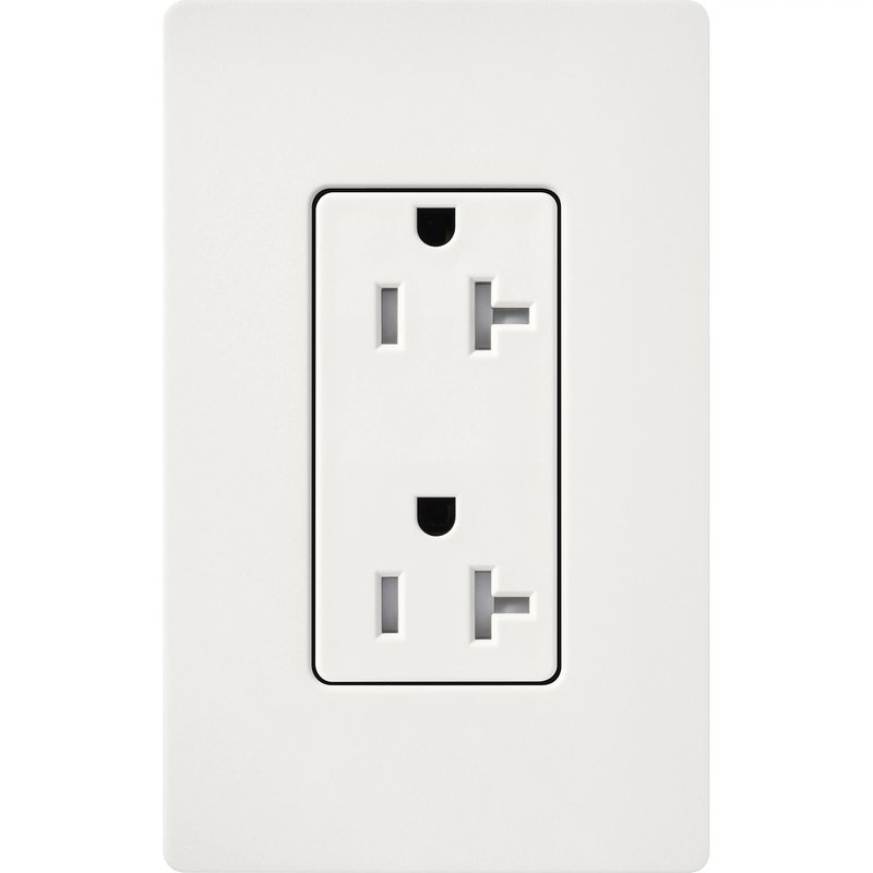 Thumbnail 2 for Lutron SCRS-20-TR-RW Claro 20A Tamper-Resistant Duplex Receptacle, Decorator-Style Outlet, Satin Finish, Architectural White
