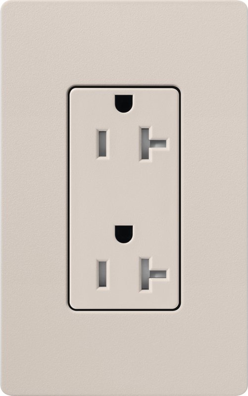 Thumbnail 2 for Lutron SCRS-20-TR-TP Claro 20A Tamper-Resistant Duplex Receptacle, Decorator-Style Outlet, Satin Finish, Taupe