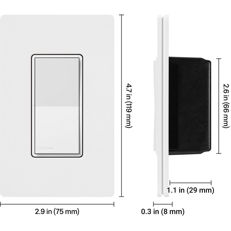 Thumbnail 3 for Lutron ST-AS-WH Accessory Switch, Multi-Location Switching for Select LED+ Dimmer Switches and LED+ Pro Max models, White