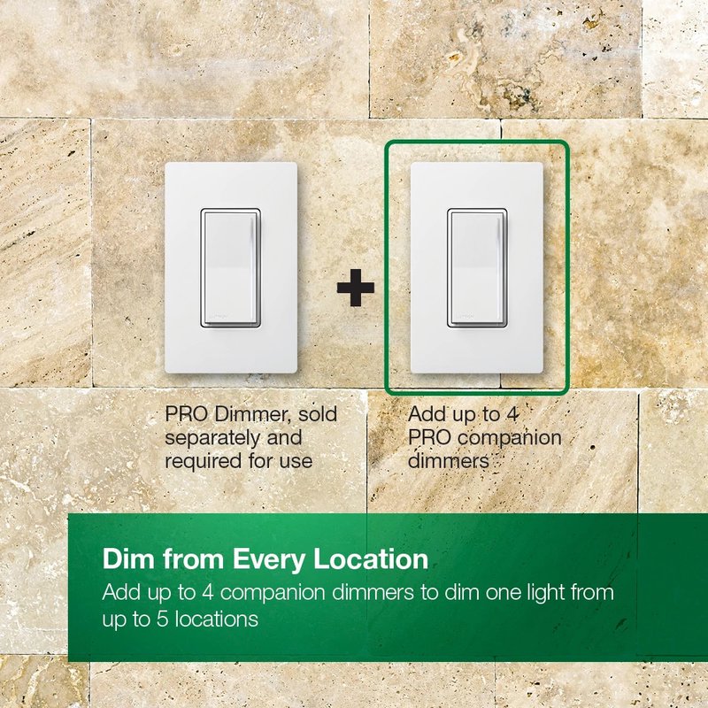 Thumbnail 3 for Lutron ST-RD-BW Sunnata Companion Dimmer Switch, Multi-Location Dimming for Sunnata PRO LED+ Touch Dimmer (ST-PRO-N), Brilliant White